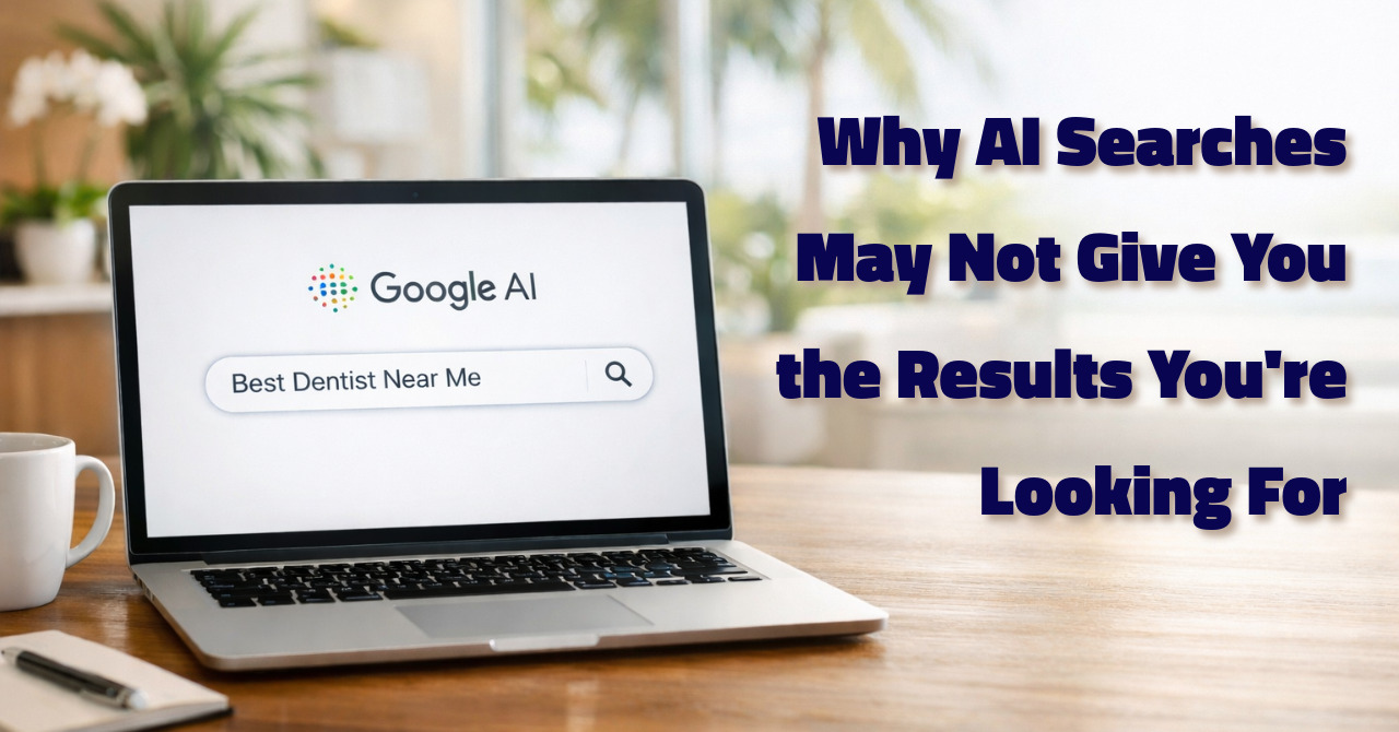 Image of a computer doing a Google Search for the "best dentist near me"